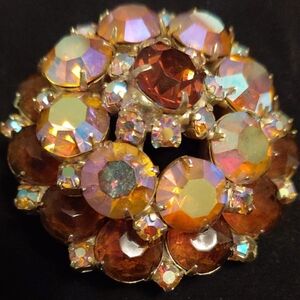 Vintage Multicolor Auroa Borealis Gemstone Brooch